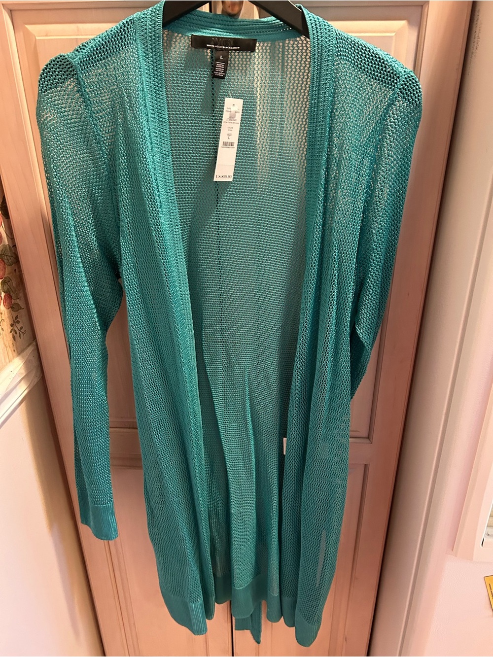 White House Black Market Teal Cardigan Sweater Size L New With Tags